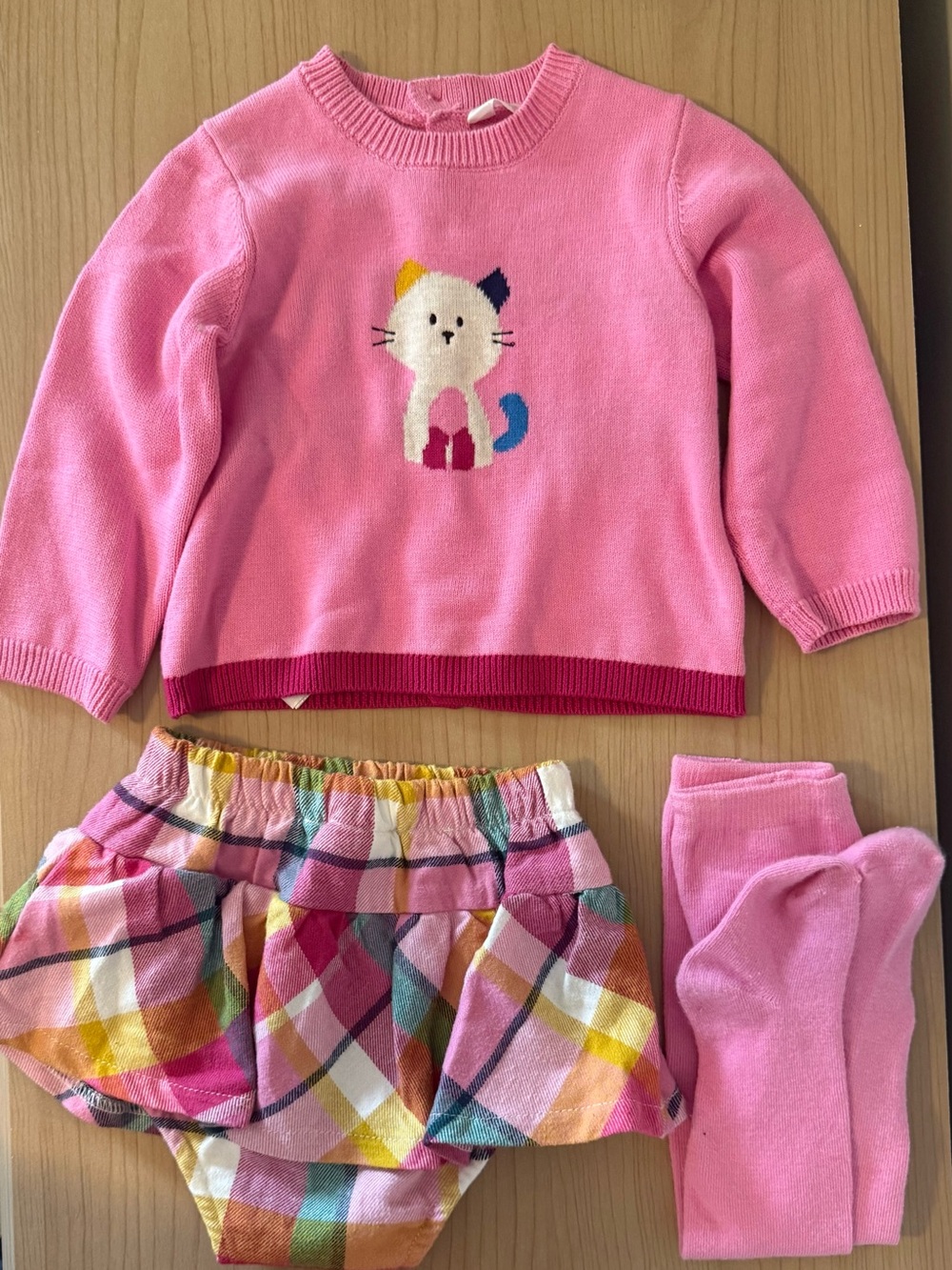 Mayoral Pink Multicolor Cat Sweater Matching Set